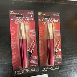 L'Oreal Paris Voluminous Million Lashes Excess 459 Blackest Black Mascara x2